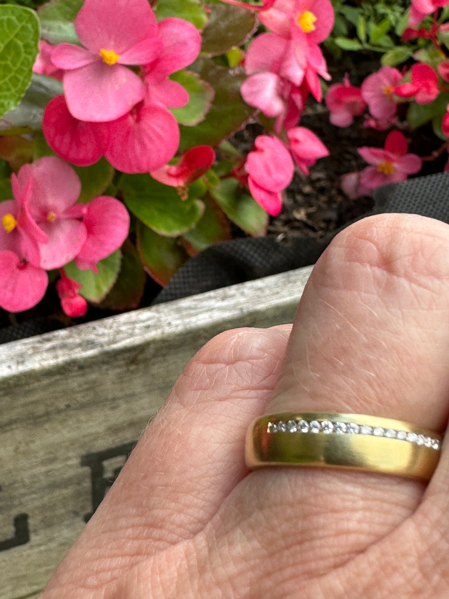 Gerstner 18ct gold off set channel set diamond band Ring Gerstner