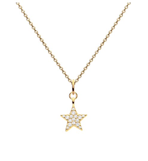 Gold Plated silver Star Necklace with Pave set cubic zirconia Necklace DEW