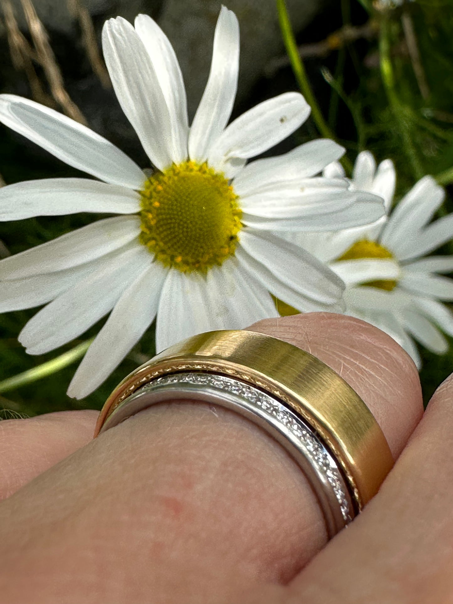 Rose gold & Platinum Diamond edged band Ring Henrich & Denzel