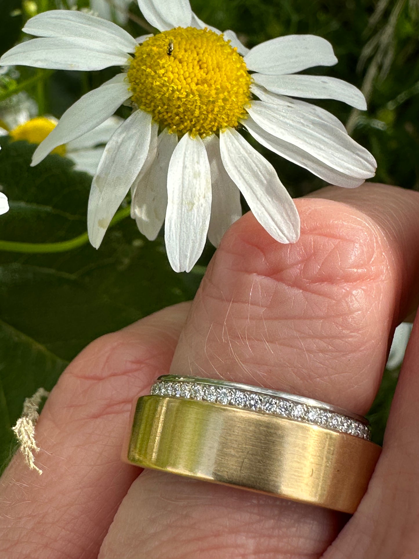 Rose gold & Platinum Diamond edged band Ring Henrich & Denzel   