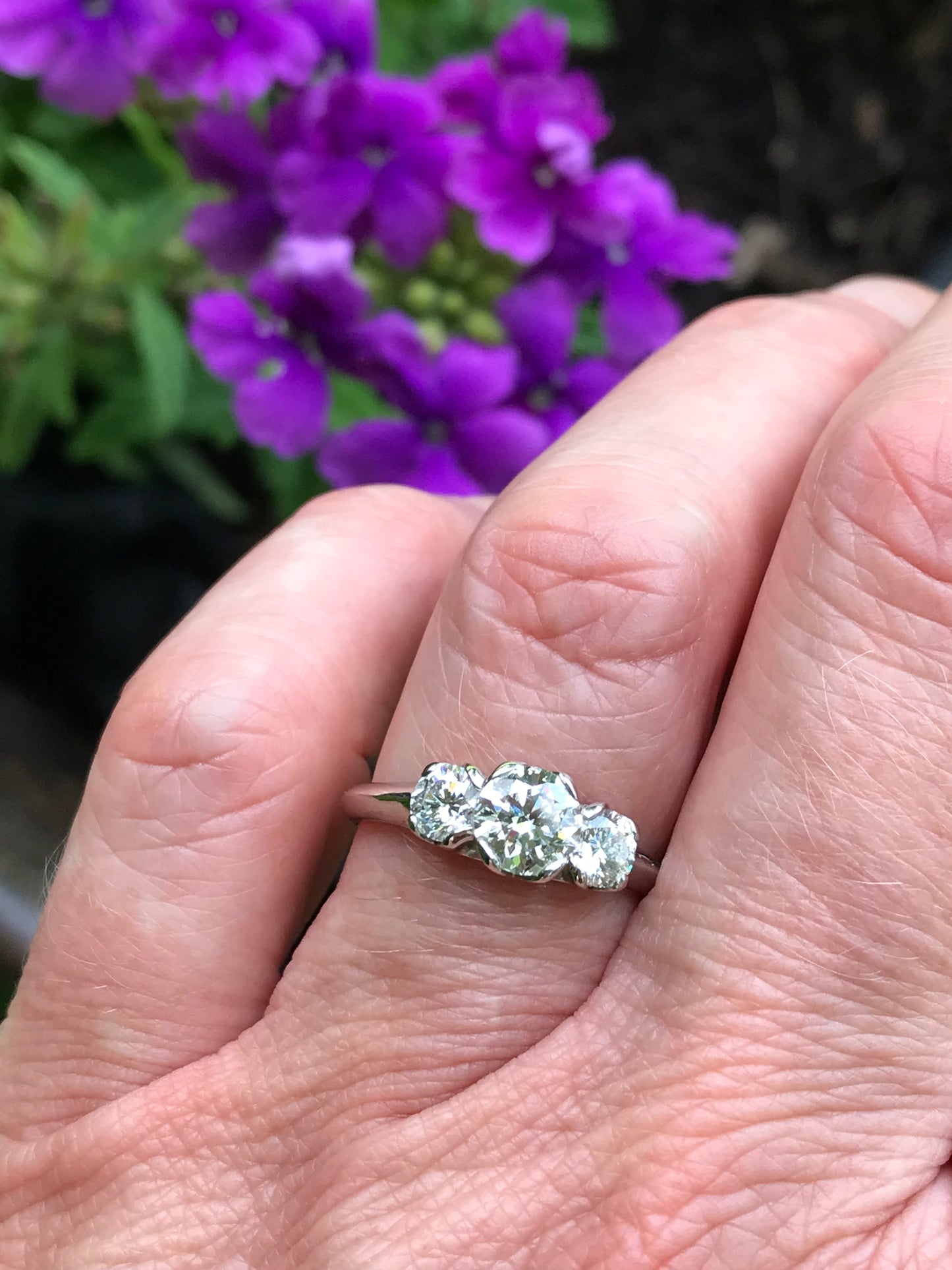 Platinum 1.21 ct certified natural diamond trilogy ring Ring Christopher Wharton