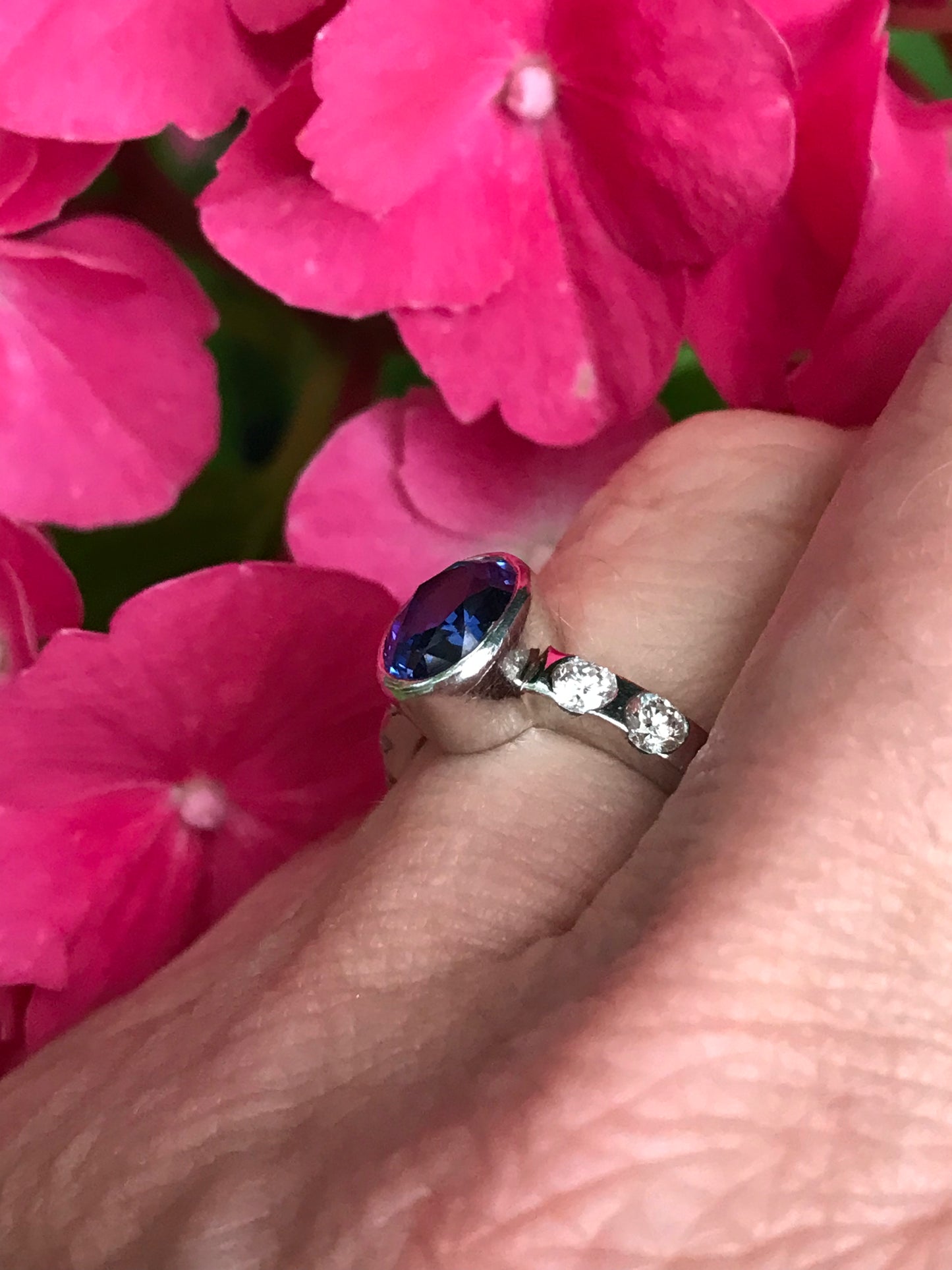 Platinum Oval Tanzanite & Diamond ring Ring Christopher Wharton   