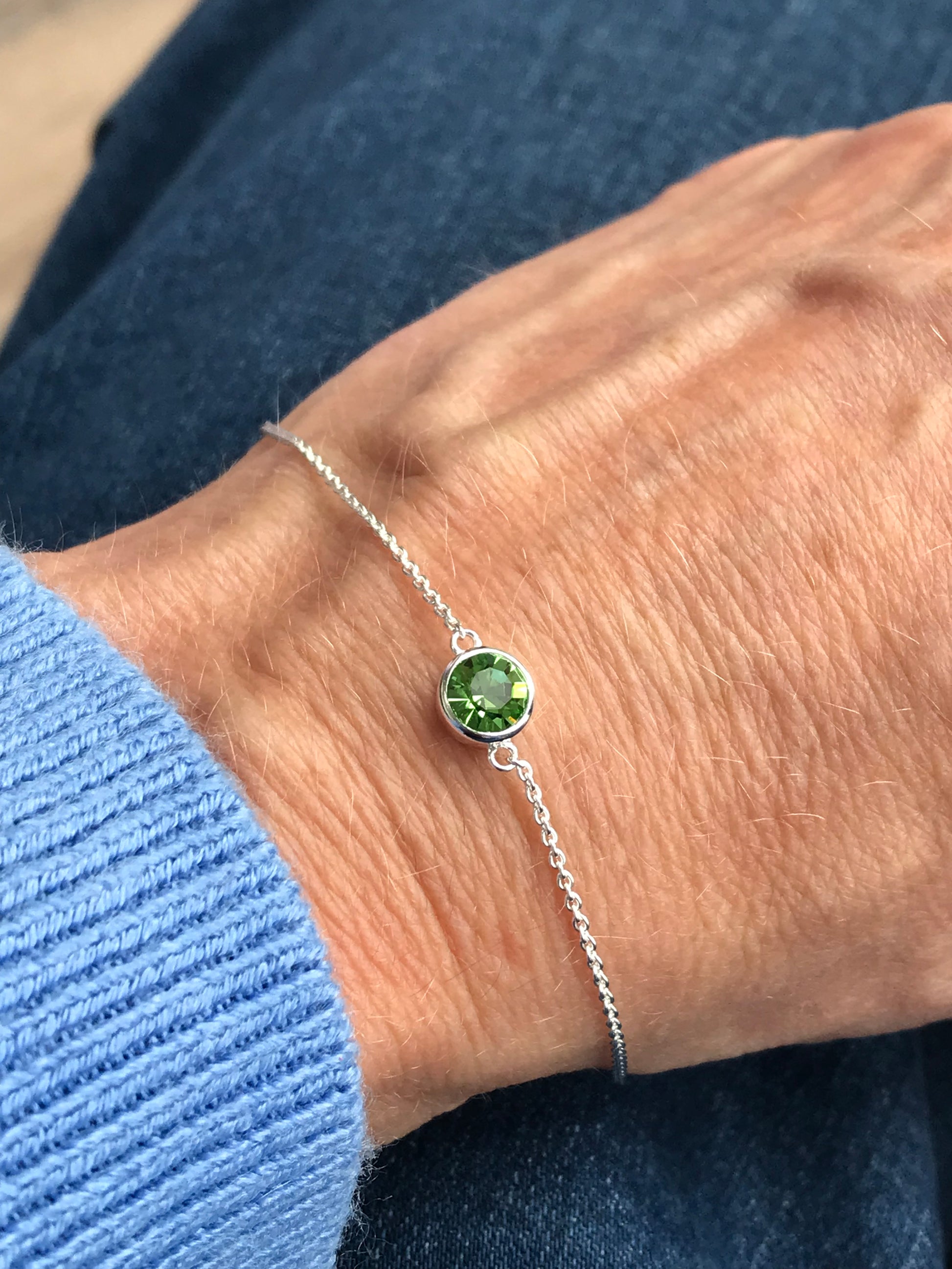 Silver Birthstone Bracelet With Crystal charm - Select Month Bracelet Gecko   