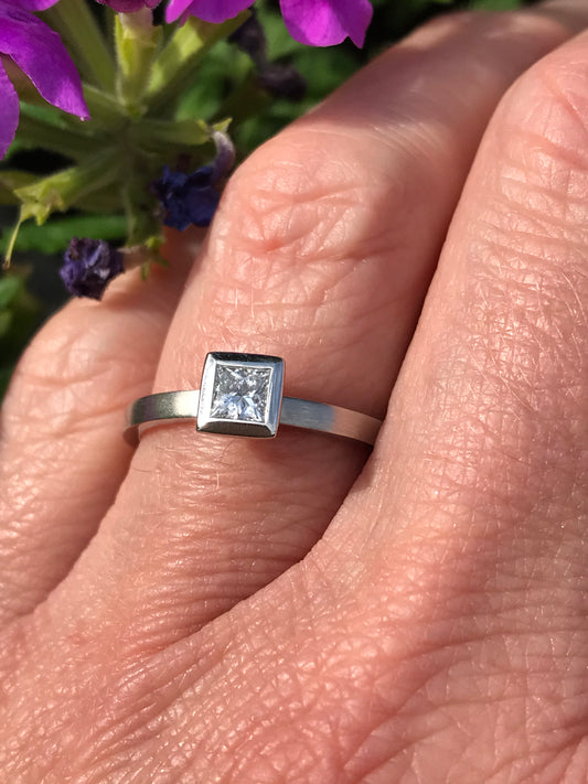 Platinum princess cut 0.25ct TW VS1 natural diamond solitaire ring Ring Gerstner