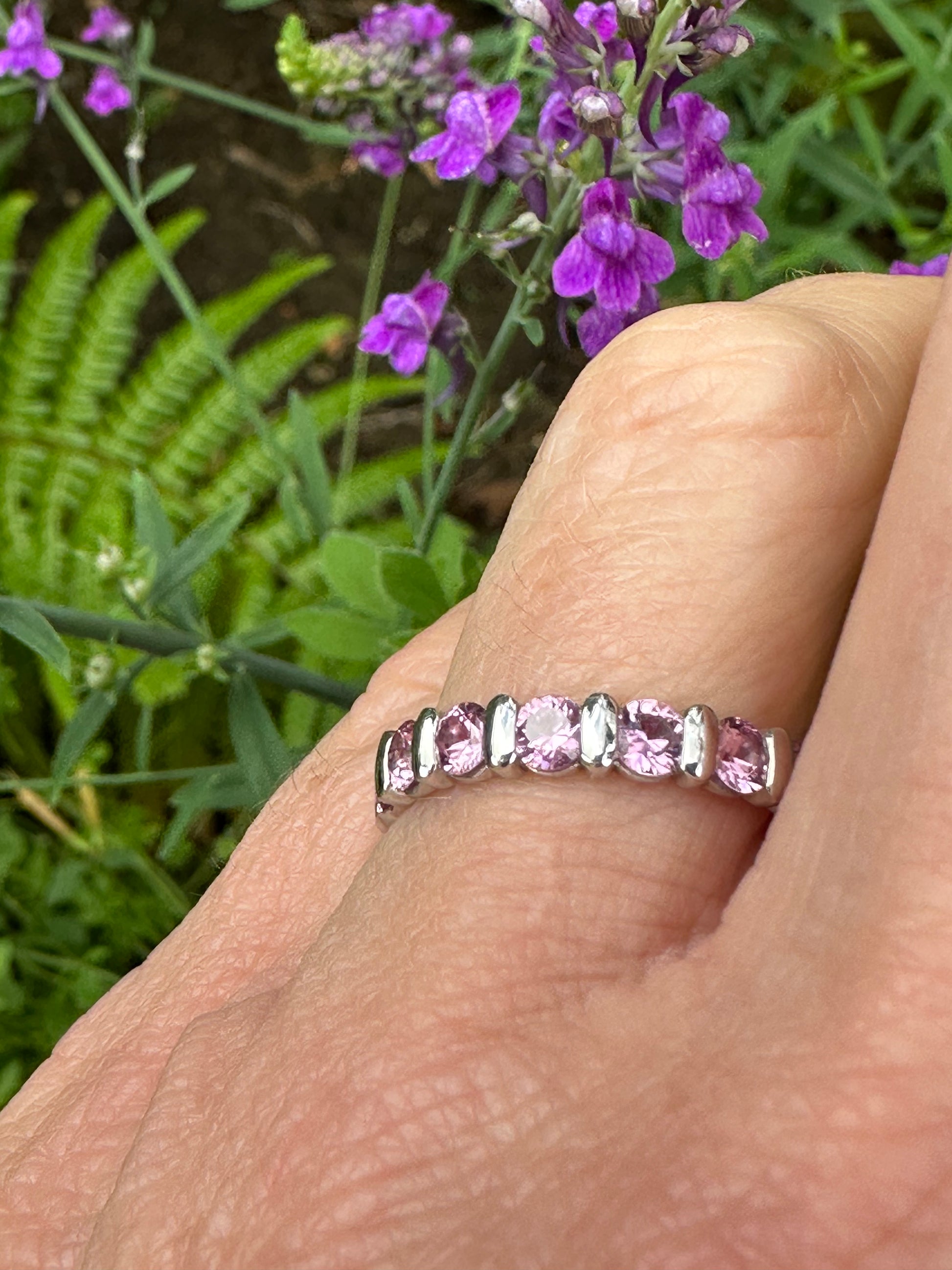 Furrer Jacot 18ct white gold pink sapphire half eternity ring Ring Furrer Jacot   