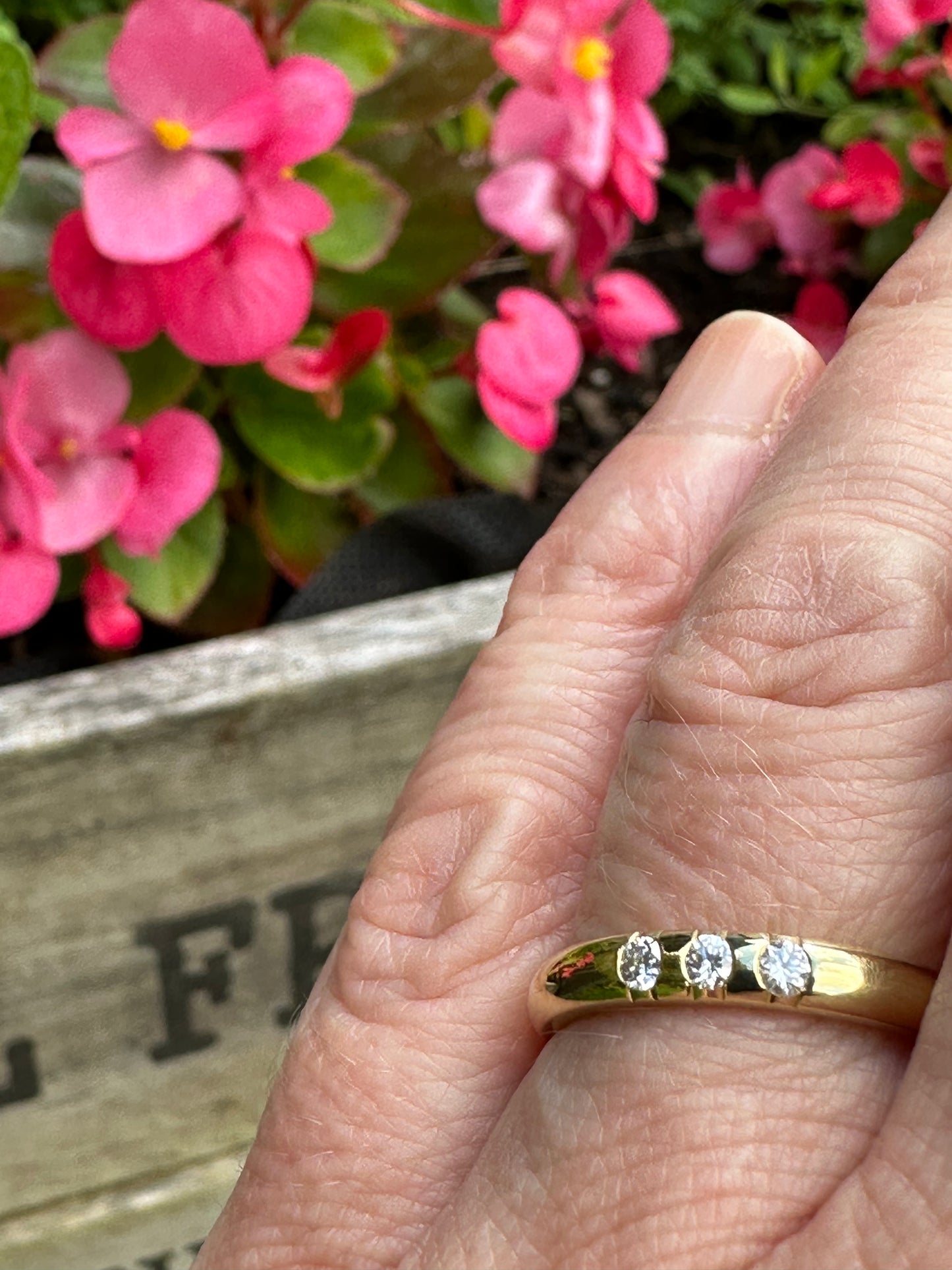 Gerstner 18ct yellow gold three stone diamond 0.12ct TW VS1 eternity ring size L Ring Gerstner