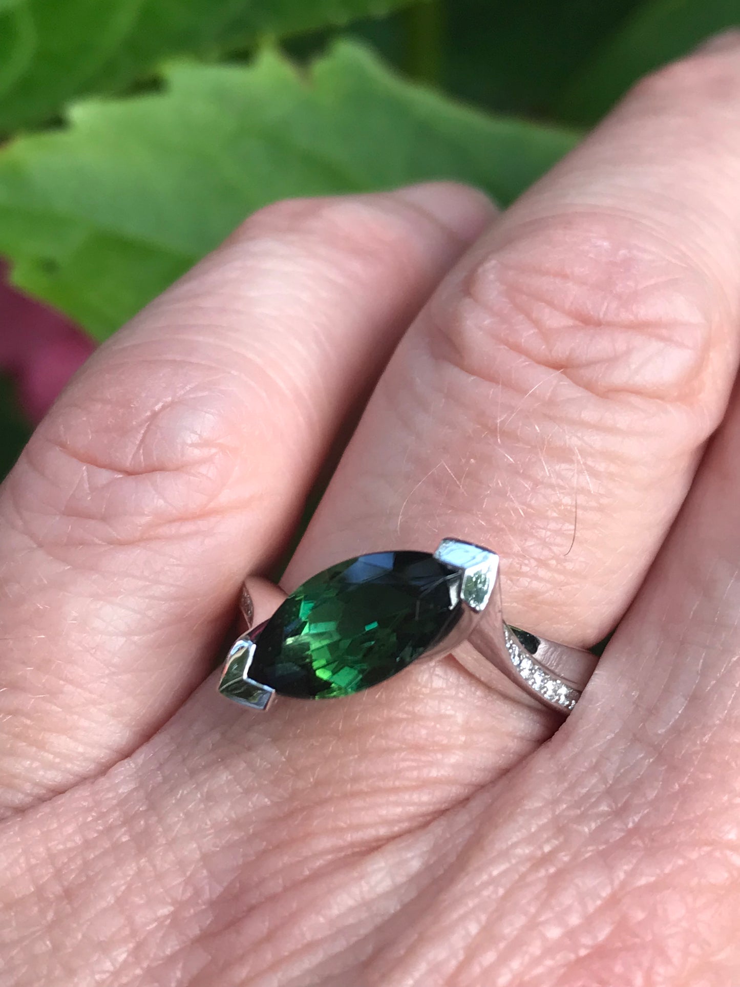 18ct white gold green tourmaline and diamond ring Ring Rock Lobster   