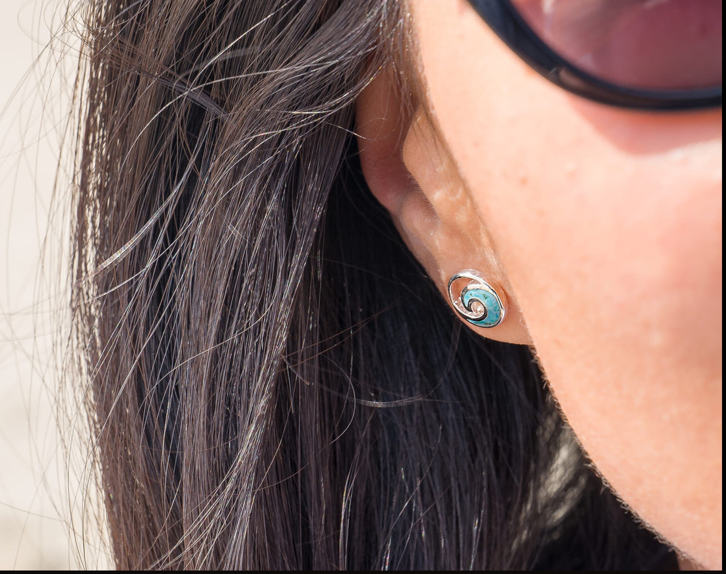 Silver and Turquoise wave stud earrings Stud earrings Sea Gems Ltd