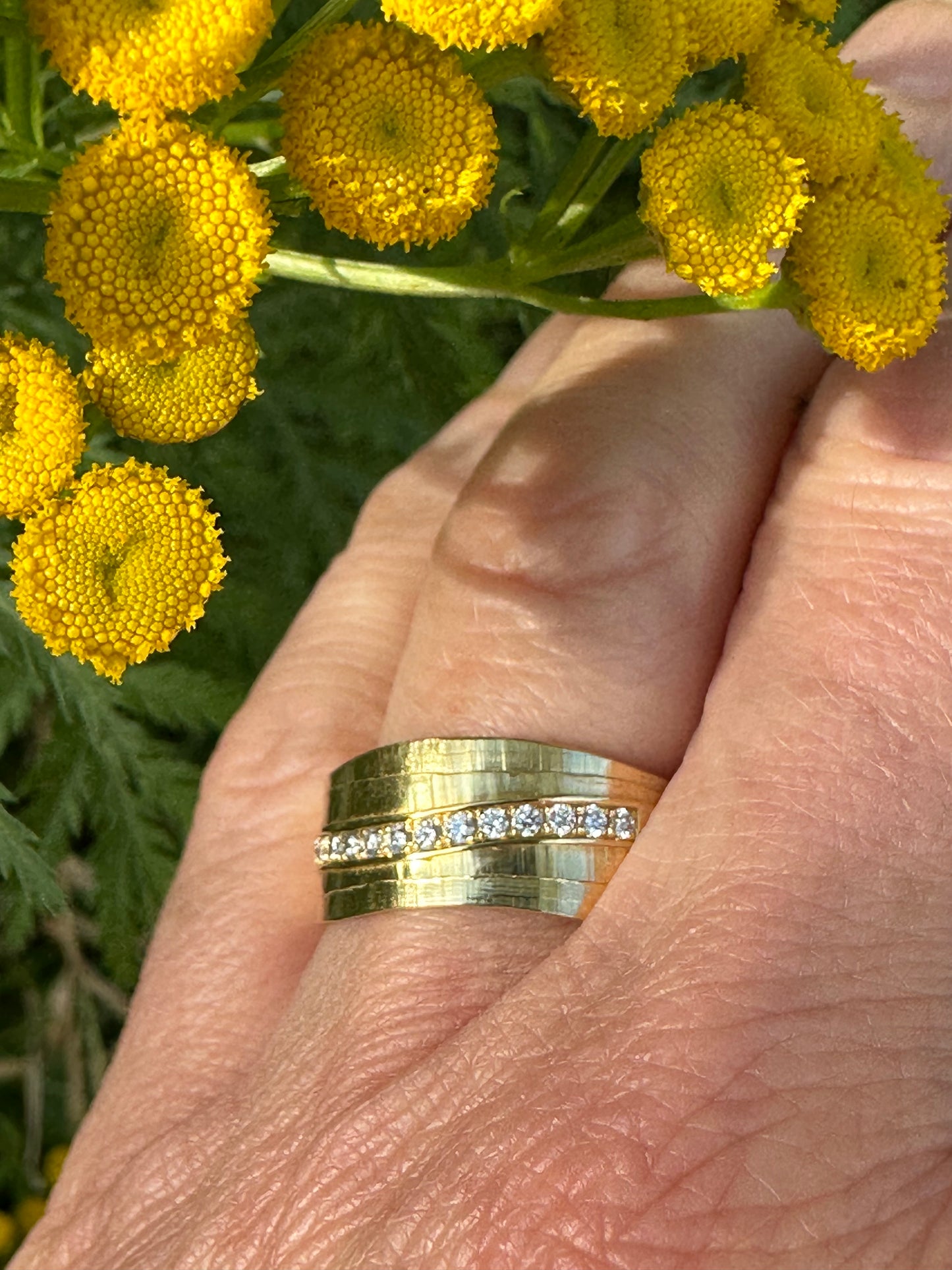 Furrer Jacot 18ct yellow gold TWVS 0.24ct diamond riple effect ring Ring Furrer Jacot