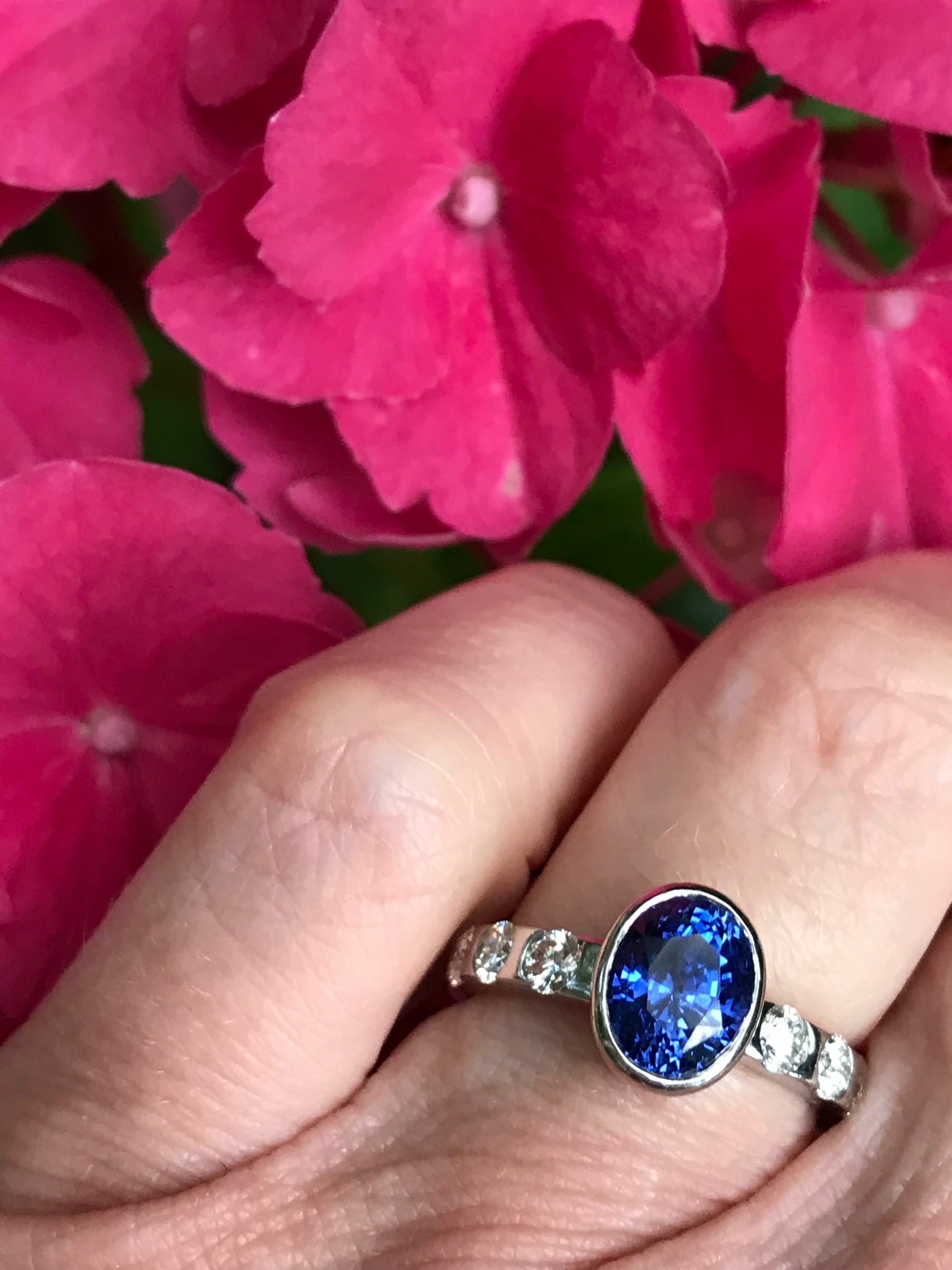 Platinum Oval Tanzanite & Diamond ring Ring Christopher Wharton