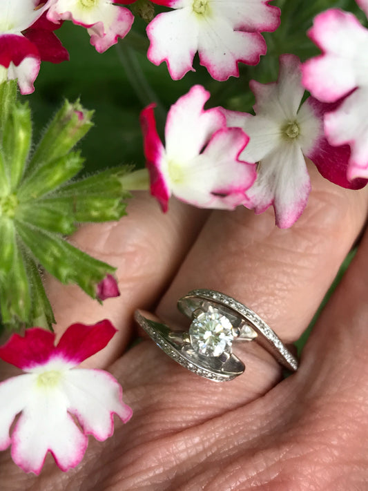 18ct white gold 0.64ct natural diamond cradle ring Ring Monica Ebner