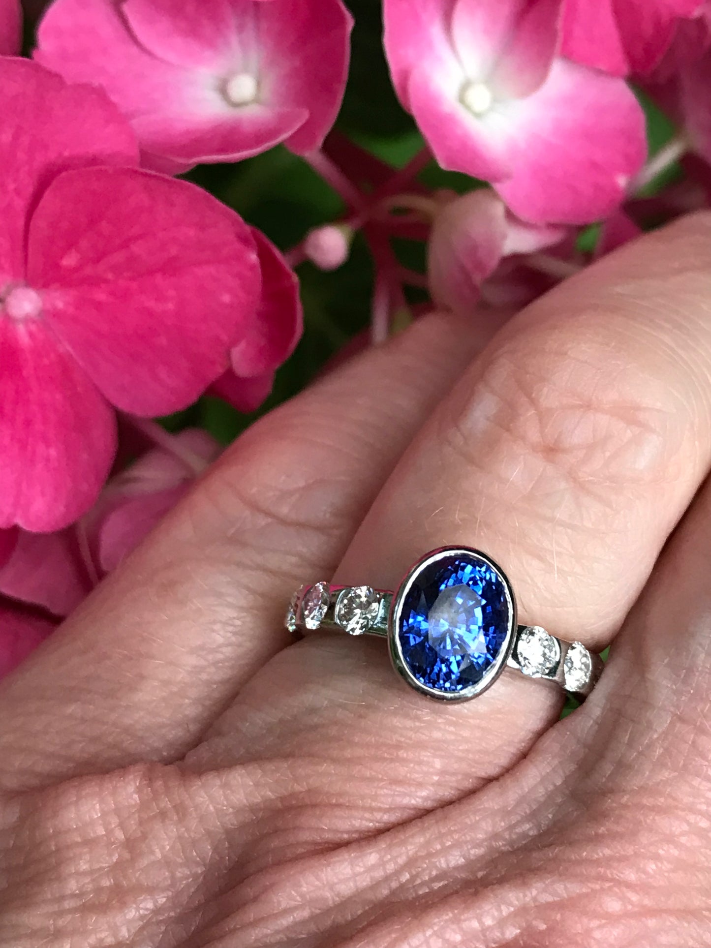 Platinum Oval Tanzanite & Diamond ring Ring Christopher Wharton