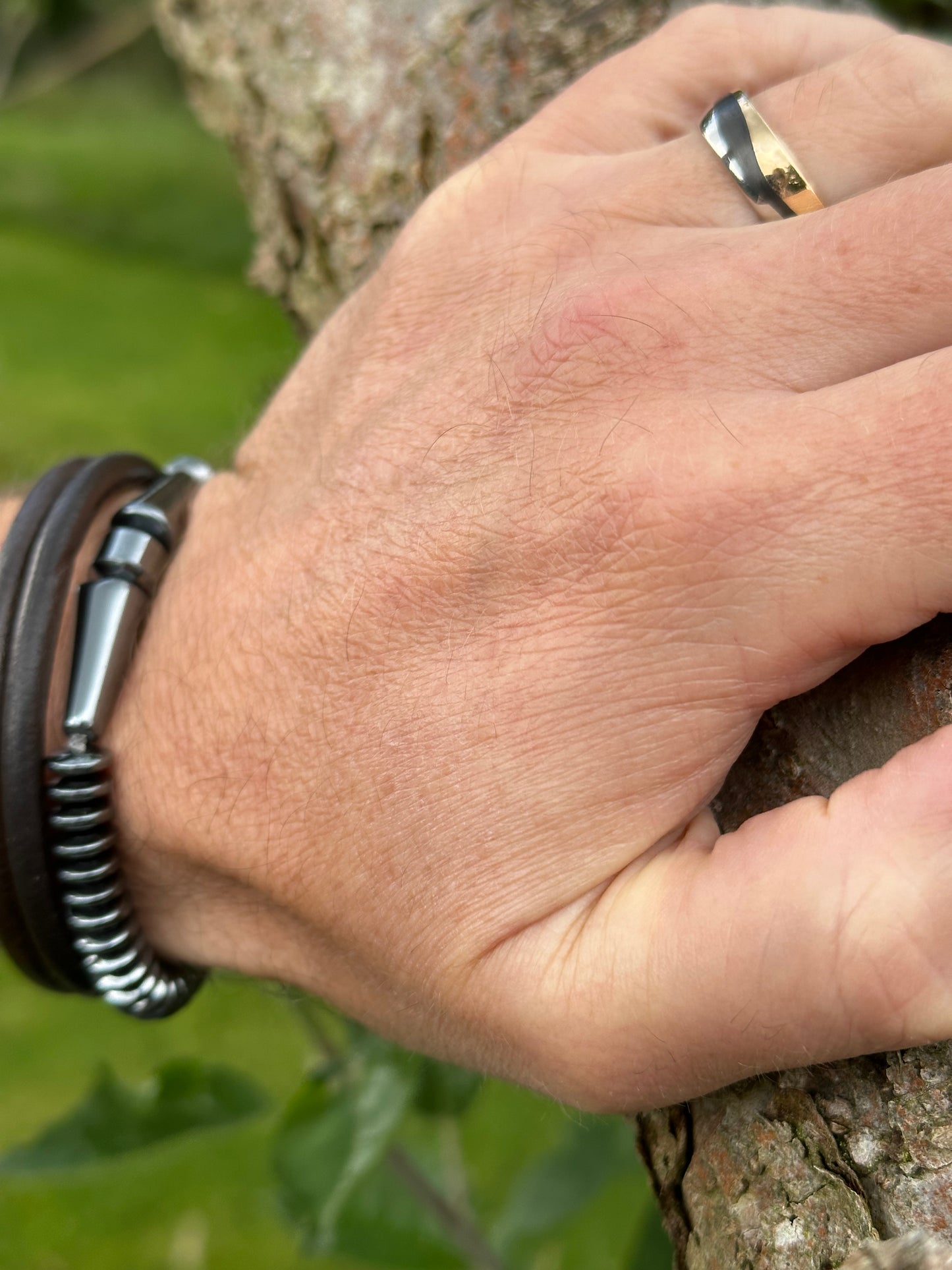 Furrer Jacot Palladium with carbon & rose gold band size T Ring Furrer Jacot