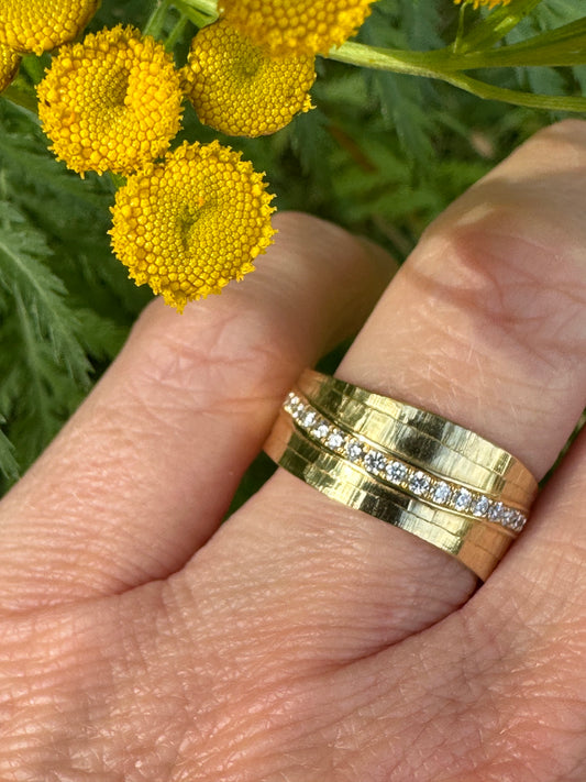 Furrer Jacot 18ct yellow gold TWVS 0.24ct diamond riple effect ring Ring Furrer Jacot