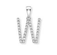9ct white gold diamond initial pendants A-Z Necklace Stubbs W