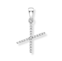 9ct white gold diamond initial pendants A-Z Necklace Stubbs X