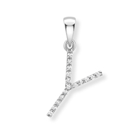 9ct white gold diamond initial pendants A-Z Necklace Stubbs Y  