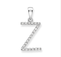 9ct white gold diamond initial pendants A-Z Necklace Stubbs Z  