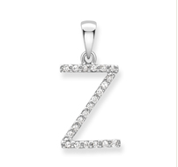 9ct white gold diamond initial pendants A-Z Necklace Stubbs Z