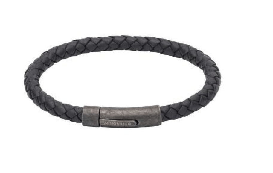 Navy leather bracelet with gunmetal clasp Bracelet Unique