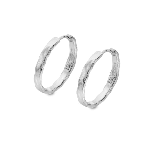 Organic silver textured full hoop earrings Earrings Sea Gems Ltd