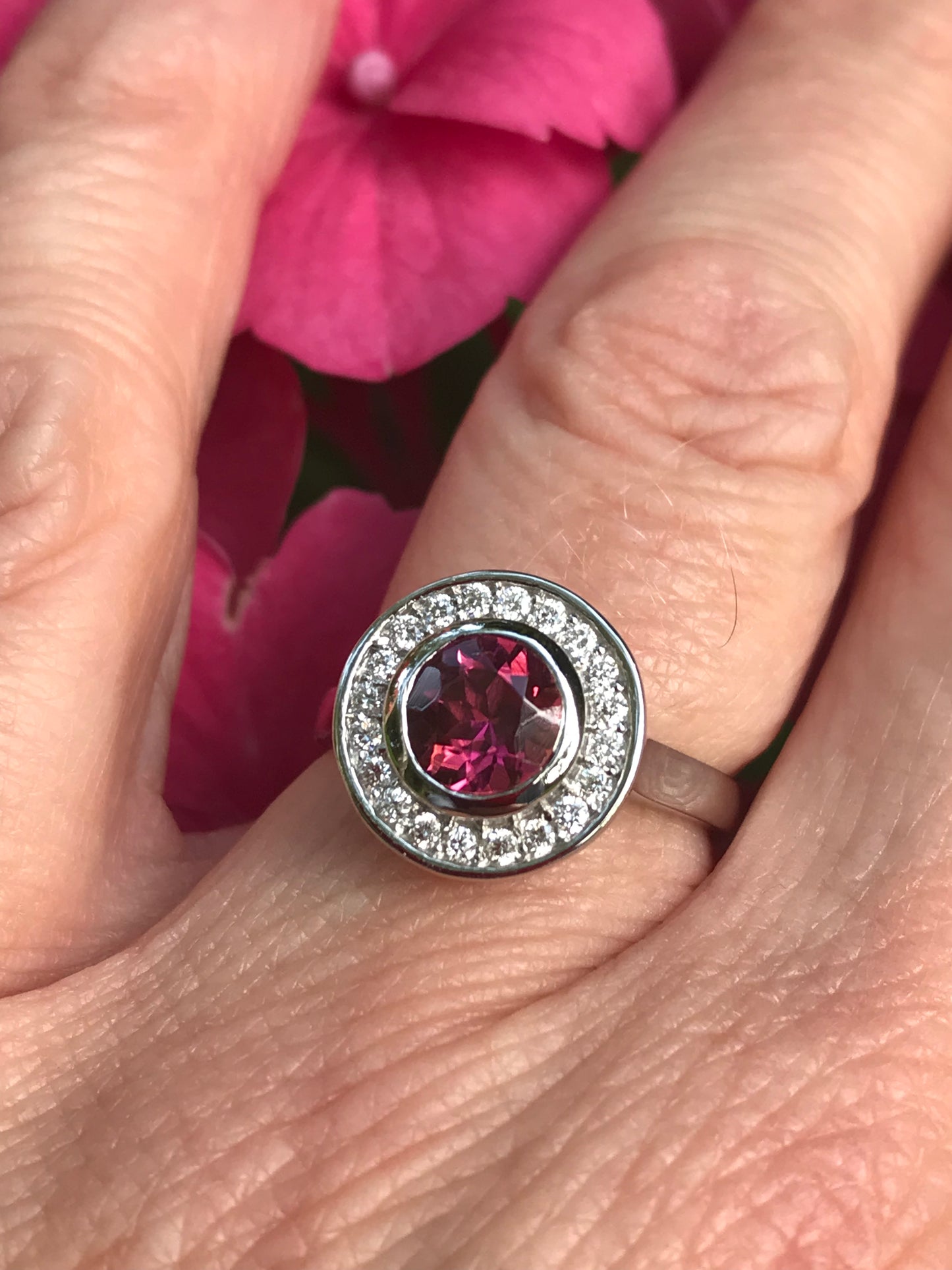 Platinum pink tourmaline diamond ring Ring Rock Lobster