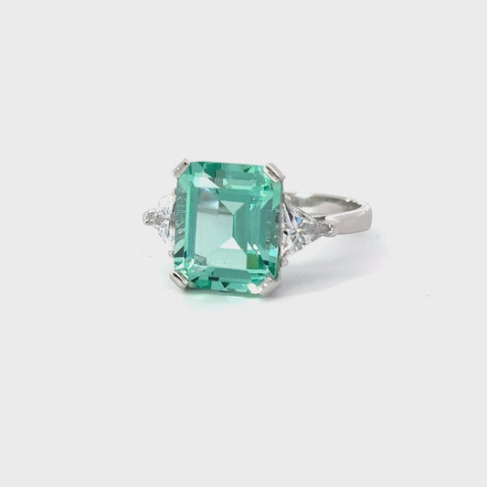 Silver Vintage Vegas Ring with Mint Cubic Zirconia Ring Cavendish French