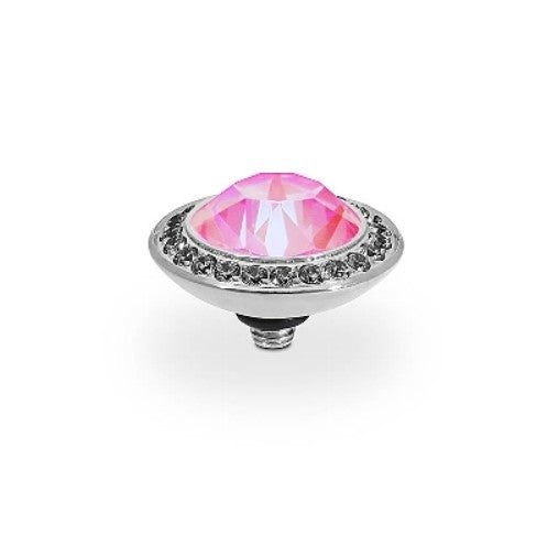 Tondo Deluxe Silver and Lotus Pink Delite Ring Gem Top, 13mm Ring Topper Qudo Composable Rings