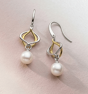 Earrings Silver Alicia Golden Pearl Drop Earrings