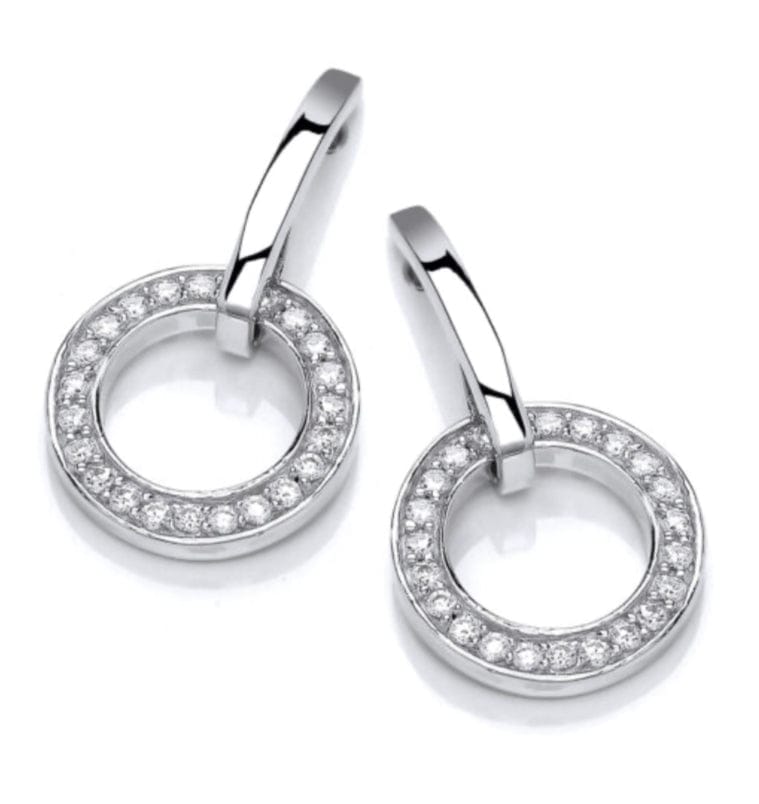 Silver CZ stemmed hoop drop earrings Earrings Cavendish French
