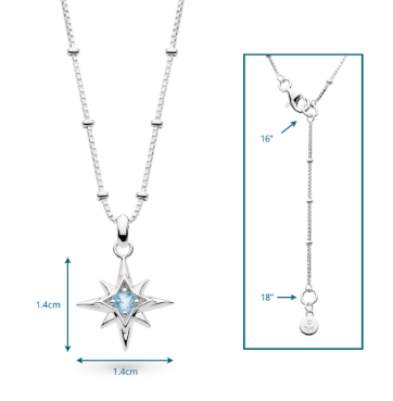 Necklace Silver March Aurora Birthstone Blue Topaz Necklace