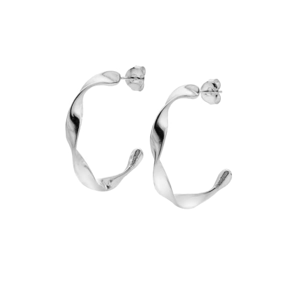 Silver organic twisting maxi hoop earrings Earrings Sea Gems Ltd
