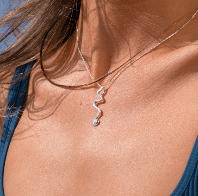 Silver Sea Snake Pendant Necklace Necklace Sea Gems Ltd