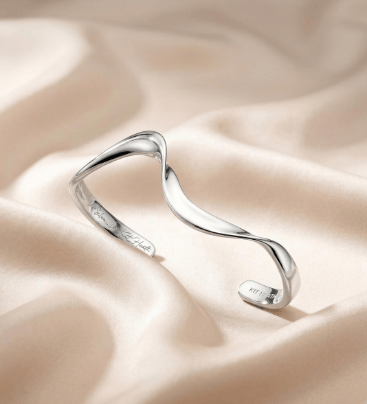 Bangle Silver Serenity Curve Cuff Bangle