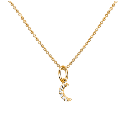 Silver and Gold Plated Pavé Crescent Moon 18" Necklace Necklace DEW