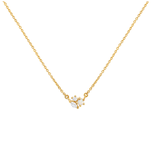 Synthetic Opal Gold Plated Silver stone set Cluster 18" Necklace Necklace DEW