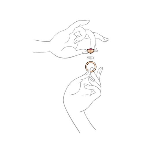 Tondo Deluxe Silver and Lotus Pink Delite Ring Gem Top, 13mm Ring Topper Qudo Composable Rings