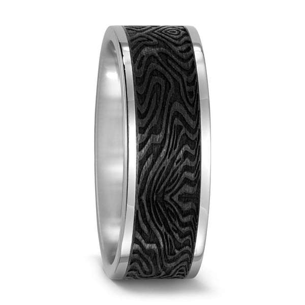 Titanium and Carbon band with textured stripe size S & U Ring Titan Factory