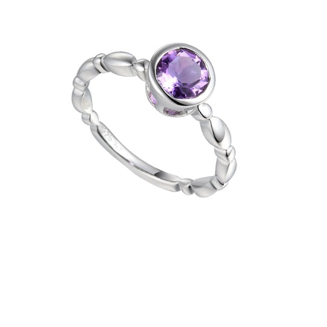 Silver round Amethyst fancy ring Ring Amore