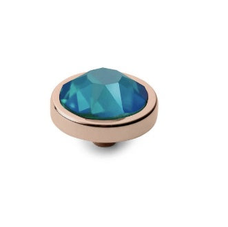 Qudo rose gold blue zircon shimmer swarovski 9mm canino ring top 615216 Ring Topper Qudo Composable Rings