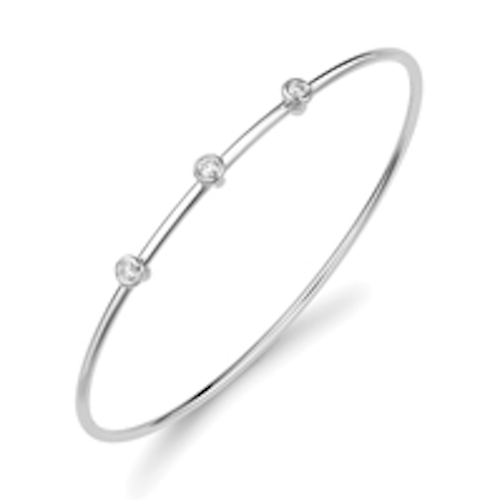 18ct White Gold 3 Stone Diamond Bangle Bangle Stubbs