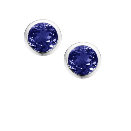 Silver and Iolite 4mm round stud earrings Earrings Amore