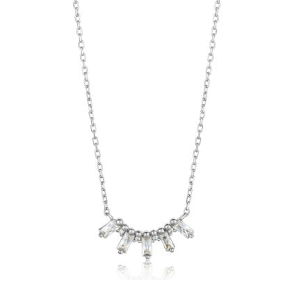 Silver CZ glow solid bar necklace Necklace Ania Haie
