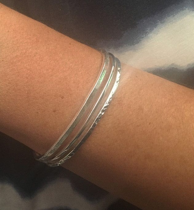 3 Bar Silver Cuff Bangle with Texture Bangle Cavendish French