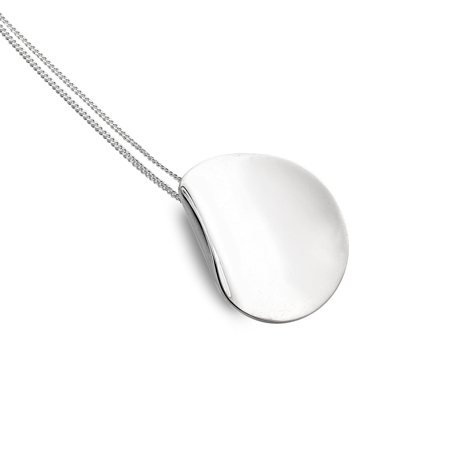 Silver curled disc pendant Pendant Sea Gems Ltd