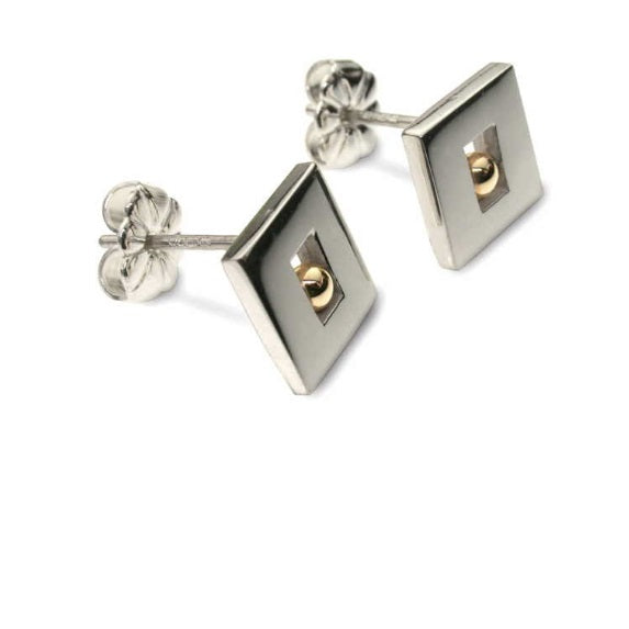 Silver gold bead square studs Earrings Church House