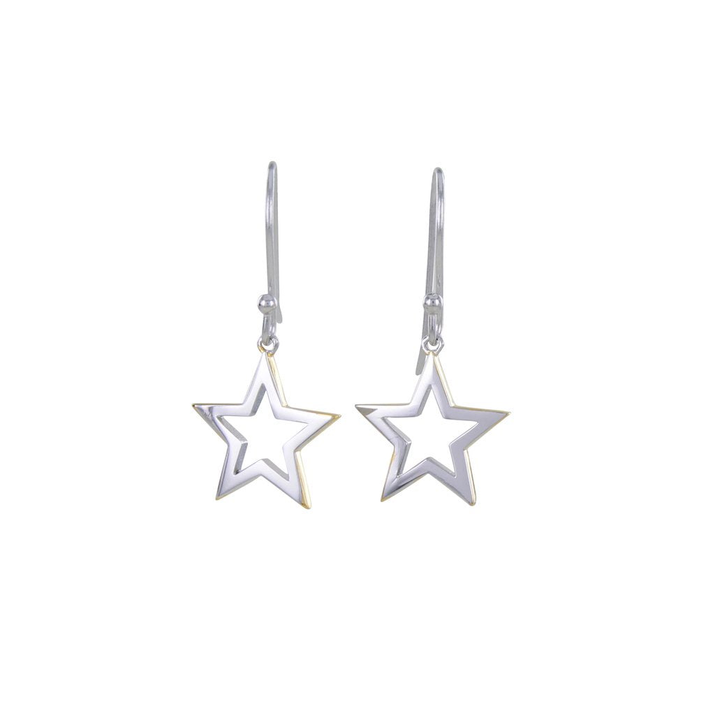 Silver shadow star hook earrings Earrings Reeves & Reeves