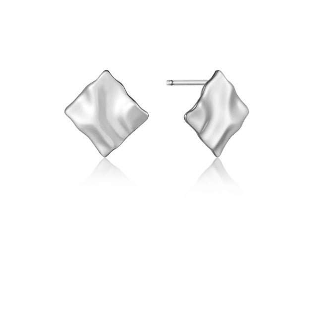 Ania Haie Silver crush mini square stud earrings Rock Lobster Jewellery