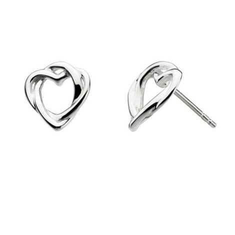 Silver woven heart stud earrings Earrings DEW