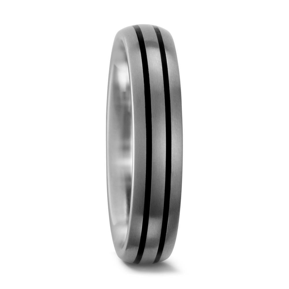 Titanium 6mm double black grooved ring sizes S1/2 & T1/2 Ring Titan Factory